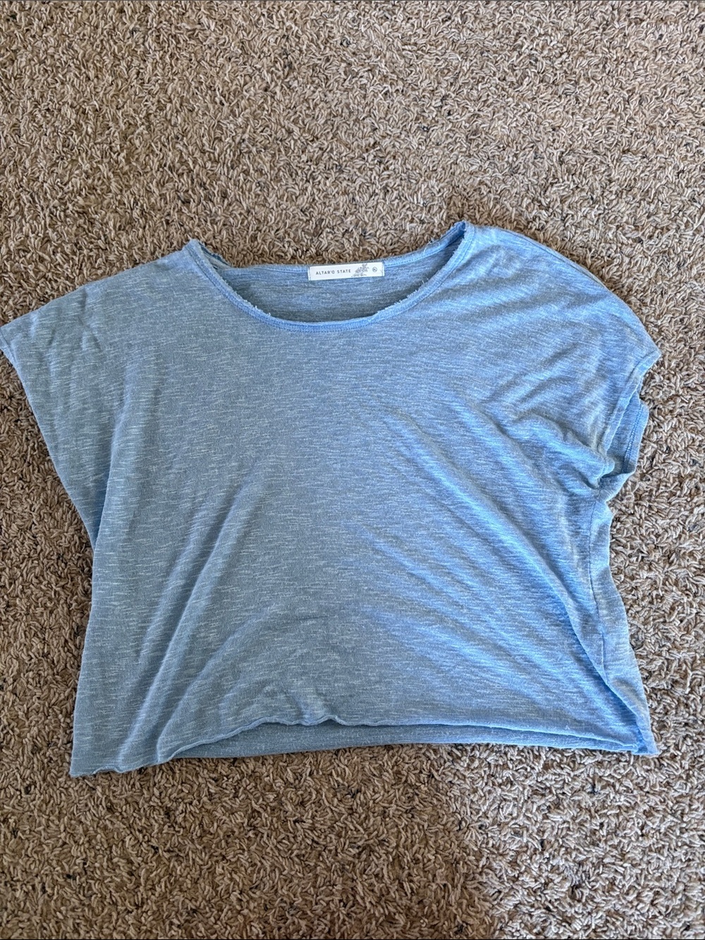 Altar'd State Heathered Light Blue Cropped Boxy Tee